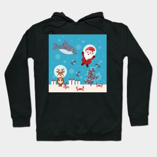 Underwater Christmas - Santa Claus diving into the ocean Hoodie